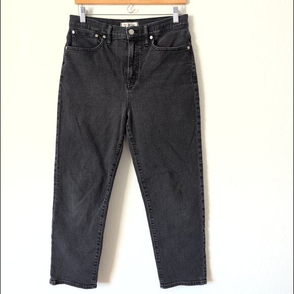 Madewell Classic Straight Jeans Lunar Wash Womens 29 Black High Rise Cropped EUC - Picture 8 of 10